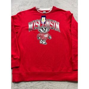 Wisconsin Badgers Bucky Badger Crewneck Sweatshirt Red Mens XL New